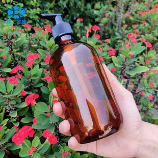In stock 500ml hand sanitizer bottle plastic PET cosmetic sub-bottle tea green washing and pressing shampoo bottle