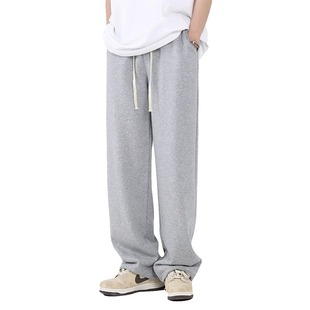 Japanese sports pants men's 2024 spring and autumn American high street gray sweatpants versatile casual straight wide-leg pants