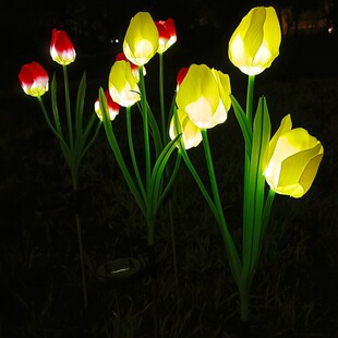 3 Solar Tulip Simulation Lantern LED Light Outdoor Courtyard Lawn Garden Atmosphere Decorative Light