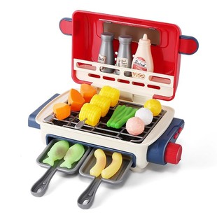 Children's Simulation Spray Barbecue Oven Color Changing Kitchenware suit Play Family Grill String Intelligent Sound and Light Kitchen Cooking Toys