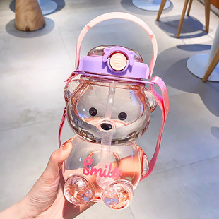 Plastic water cup large capacity big belly cup ins high color value water cup wholesale with straw portable handy cup