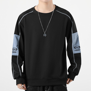 Winter New Long-sleeved T-shirt Men's fleece-lined Sweater Men's Loose Base Shirt Inner Top T-shirt for Youth