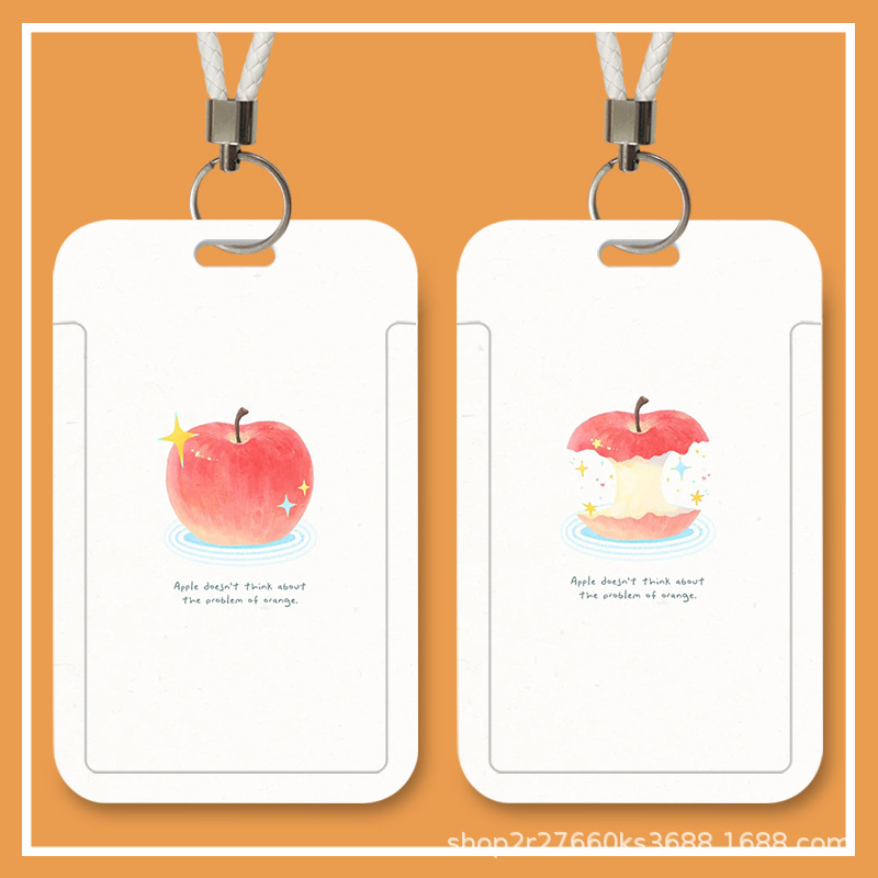 Lucky Red Apple Peripheral Student Card Holder Access Card Meal Card Bus Subway Protective Cover School Brand Brand Lanyard