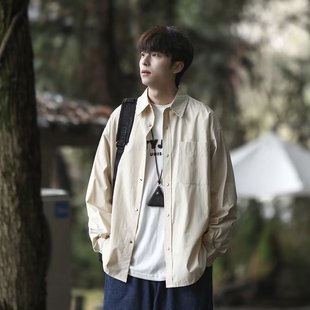Black Shirt Boys Summer Thin Japanese Solid Color Long-sleeved Shirt High-end Sense Short-sleeved Fashionable Duffian Handsome Jacket Spring and Autumn