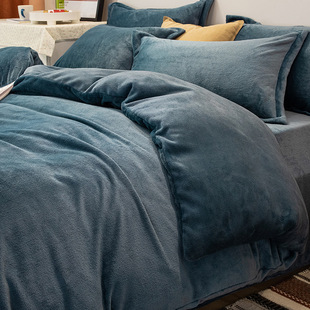Milk Velvet Bed Four-piece Set Winter Coral Velvet Thick Flange Suede Falai fleece-lined Quilt Cover Men's Bed Sheet Three-piece Set