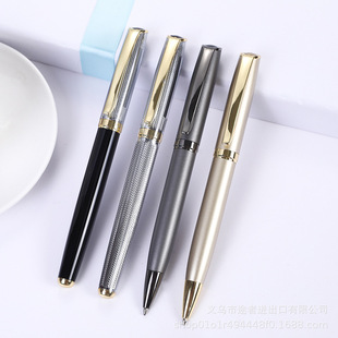 Business office engraved metal signature pen creative matte heavy hand feeling office ball pen laser logo neutral pen