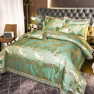 European-style satin jacquard four-piece three-piece set 1.8m2.0m bed wedding lace quilt cover single double bedding
