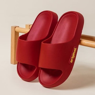 2025 Internet Popular Bread Slippers for Women Couple Home Bathroom Soft Bottom Summer Outer Wear Home Thick Bottom Beach Men