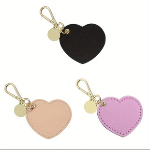 New PU Leather Heart-Shaped Keychain Simple Style Fashion Bag Pendant Pendant Portable Daily Matching Jewelry