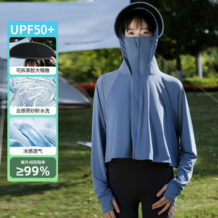 Summer Sun Protection Top Women's UV Protection Outdoor Black Glue Shawl Ice Titanium Original Yarn Ice Silk Cool Sun Protection Top