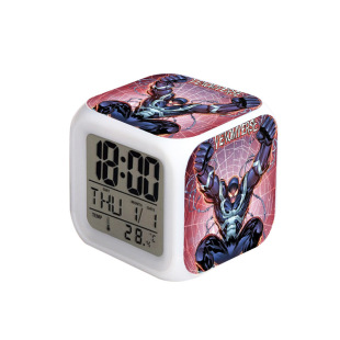 Spider-Man Hulk Venom Marvel Colorful Square Clock Student Creative Alarm Clock