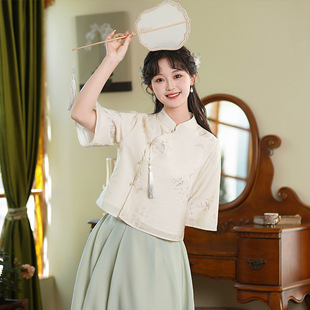 2024 New Young Girl's Cheongsam Two-piece New Chinese Style National Style Set Retro Improved Cheongsam Set