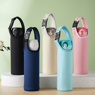Wholesale 420ml thermos cup set creative buckle embossed cup set portable thick diving material cup protective cover