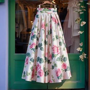 Fairy Mori Style Fashion Western Style Explosive Elegant Floral Skirt Women's 2025 New Summer