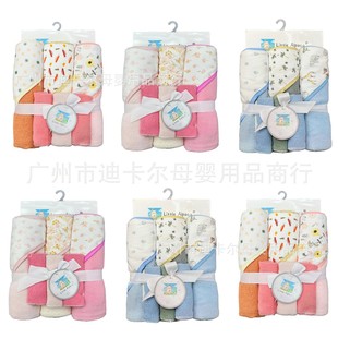 6-piece towel and small square towel baby cartoon hooded quilt towel material comfortable soft factory wholesale