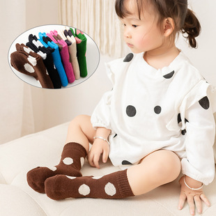 Children's mid-tube socks spring boys and girls polka dot design baby cute socks short socks Western style socks