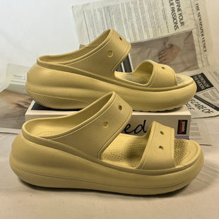 AliExpress Cross Thick Sole Puff Slippers Hole Shoes Platform Sole Women's Shoes Sandals Beach Shoes Export