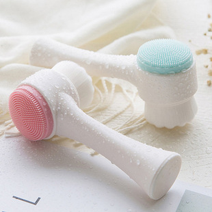 Double-sided Facial Brush Soft Hair Silicone Facial Cleanser Manual Cleansing Brush Shake Tone Facial Cleansing Artifact Deep Pore Cleanser
