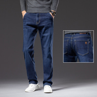 2023 new jeans men's autumn and winter stretch loose straight business men's pants autumn casual trousers