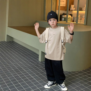 2024 New Summer Dress Boys' Crewneck T-shirt Short-sleeved Fashionable Children's Half-sleeved Korean Style Baby Top Men's Trendy T-shirt
