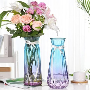 Water-raised rich bamboo large flower arrangement lily transparent desktop decoration living room glass vase flowers two-piece hydroponics