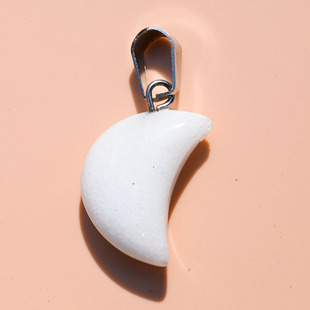 Cross-border jewelry natural stone crystal agate crescent moon pendant necklace meniscus earrings pendant wholesale foreign trade