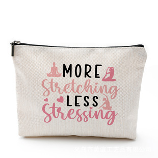 Amazon new light color series letter printing cotton and linen waterproof cosmetic bag cross-border direct jewelry storage bag