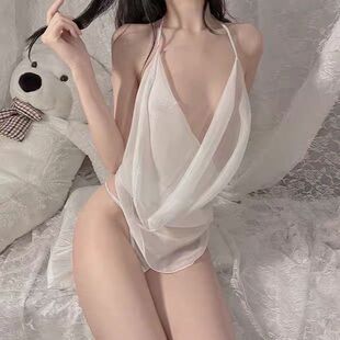 New sexy lingerie plus size sexy free chiffon transparent nightdress suit temptation court bellyband pajamas 858