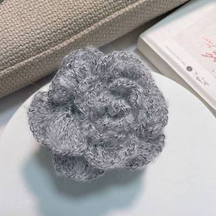 Wool three-dimensional rose hairpin retro Christmas red flower clip women's autumn and winter atmosphere shark clip head rope