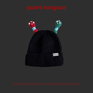 Children's Fashion Cool Wool Hat Autumn and Winter Baby Black high quality Warm Knitted Hat Fashion Hat for Boys and Girls