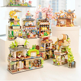 Совместимость с LEGO Band Mini Street View Food Store Магазин таяки Panda Tea Set Детские игрушки