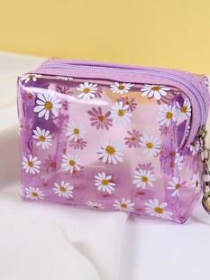C0032 Small Luggage Ins Hand-Held Jelly Transparent Coin Purse Fan Small Simple Cute Girl Cartoon Laser