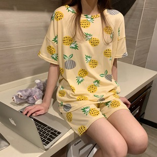 Middle East Pajamas Women's Ins Sweet Loose Short-sleeved Shorts Outwear Korean-style Southeast Asian Cartoon Home plus size