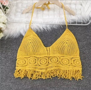 Fashion camisole beach swimsuit bikini inside and outside wear seaside beauty back halter lace-up multi-color chest pad top