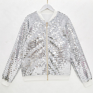 Spring 2024 European and American Cross-border Women's New Multicolor Blade Sequin Jacket Coat in stock Amazon
