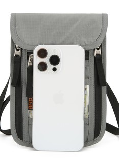 Cross-border travel abroad multi-function hanging neck small mobile phone bag air ticket coin purse RFID passport card can be printed LOGO