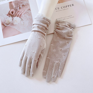 Gloves Women's Summer Thin UV-resistant Driving Trams Anti-slip Touch Screen Mid-length Sleeve Spring and Autumn