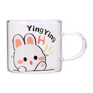 [A pot of four cups] cartoon printing household heat-resistant tea herbal cup teapot high borosilicate lovely wind glass