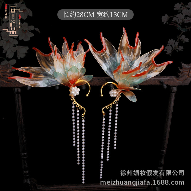 Antique Hanfu headdress pair clip side clip fairy tassel ear hanging a variety of daily modeling performance jewelry fairy sweet