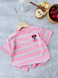 Japanese Original Single ShorT-sleeved T-shirT Summer Top STripesd CarToon futa Kidsren's CloThing Trendy Kidsren ExporT Wholesale