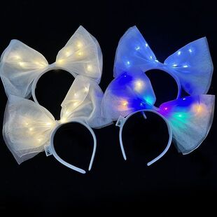 Children's Fabric Headband Bow Luminous Headband Sweet Fairy Flash Headwear Concert Luminous Toy Headband