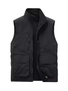 Autumn and Winter New Men's Outdoor Double-sided fleece-lined Vest Multi-pocket Casual Work Vest Sleeveless Jacket