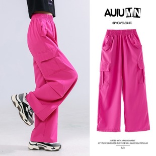 Summer Girls' Wide Leg Pants Children's Pants Ice Silk Cargo Pants 2024 New Anti-mosquito Pants Girls' Summer Trousers