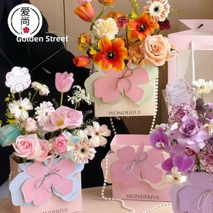 Goddess Festival New Fashion Flower Letter Portable Box Flower Gift Folding Flower Box Flower Art Class Flower Art Gift Box Paper Box