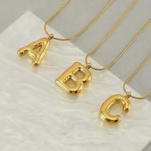 Cross-border new 26 English letter pendant titanium steel snake bone chain fashion accessories stainless steel bubble hip hop clavicle chain