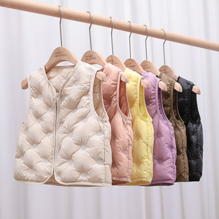 2023 autumn and winter New Korean style boys' and girls' children's clothing medium and big children's lightweight soft down vest vest liner fashion