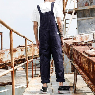 American-style Retro Casual Suspender Pants Men's Large Pocket Workwear Suspender Pants Men's and Women's Couple's Korean-style Pants