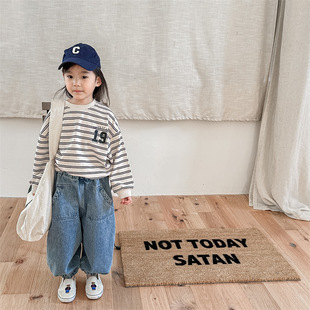 2024 children's clothing spring new children's Korean-style spring sweater boys and girls long-sleeved T-shirt bottoming shirt 123056