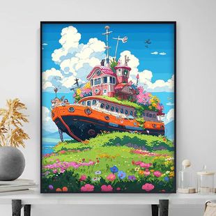 Огненный феникс diy цифровая живопись маслом, заполненная роспись ручной работы, пейзажная живопись в китайском стиле, декоративная живопись маслом, ручная роспись