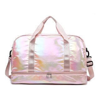 New Large Capacity Fitness Bag Dry and Wet Separate Independent Shoe Storm Yoga Bag Colorful Pearlescent Luggage Bag Sleeve Tie Rod